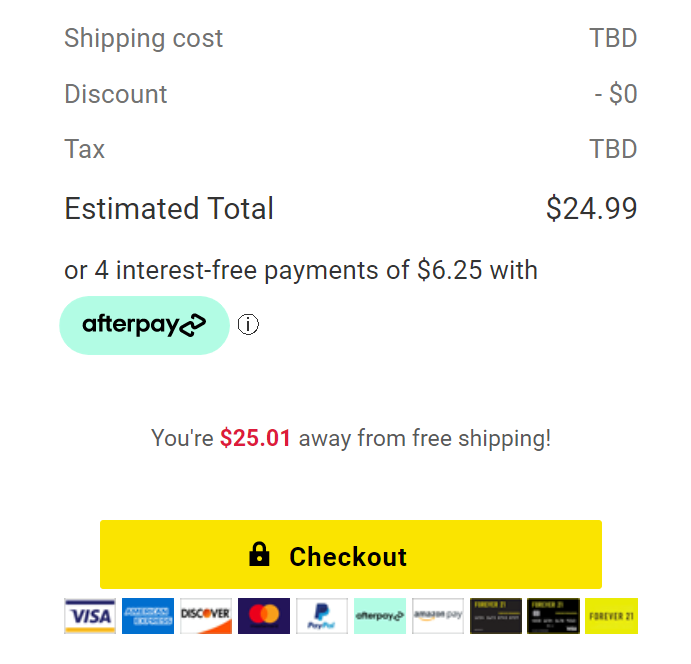 Forever21's free shipping offer.