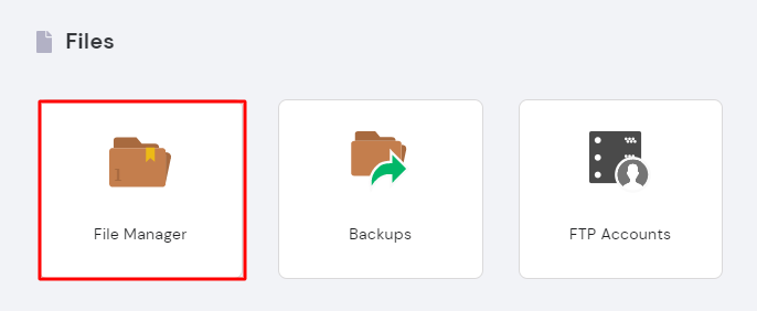 Selecting File Manager under the Files section in hPanel