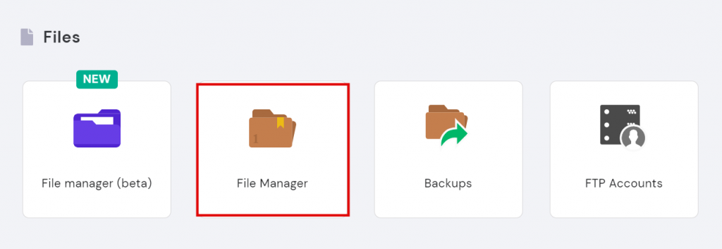 Clicking on the File Manager in hPanel.