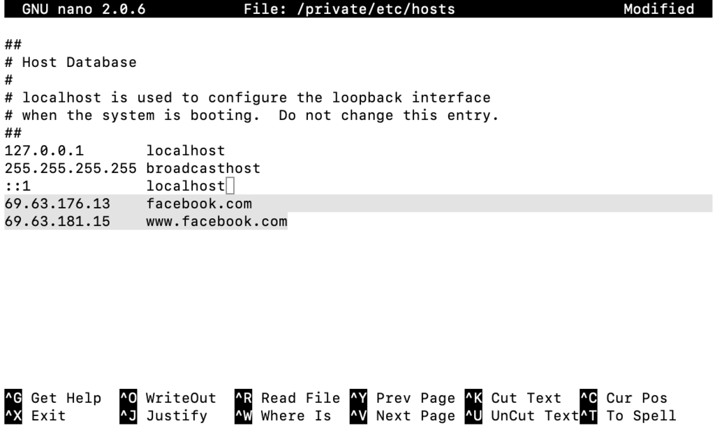 The hosts file on macOS's Terminal