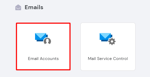 Selecting Email Accounts on hPanel.