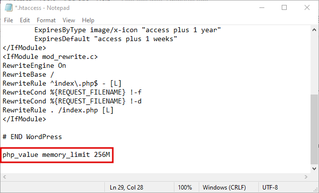 Modificación del archivo wp-config.php agregando el código.