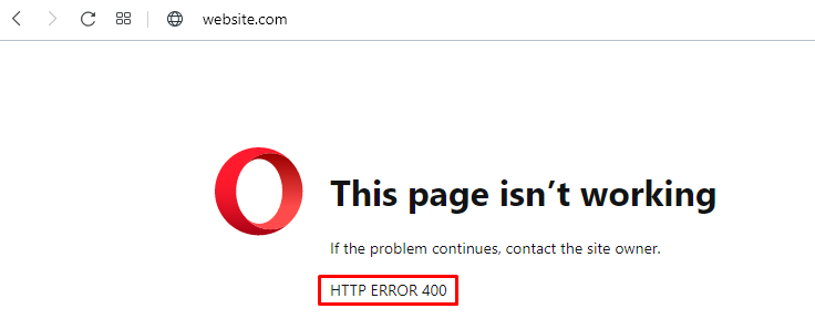 The 400 Bad Request error on Opera