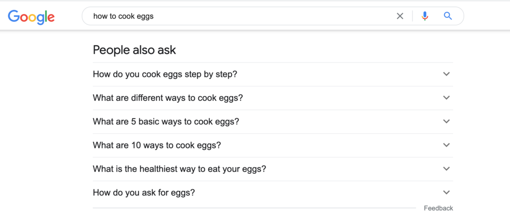 A screenshot of Google's people also ask section