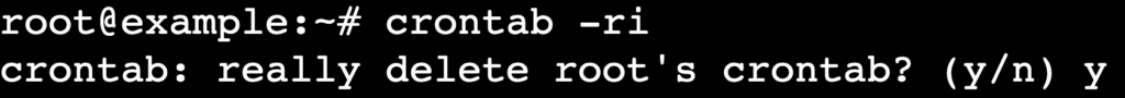 Terminal prompting confirmation for crontab -ri command