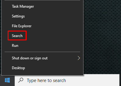 Search feature on Windows 10