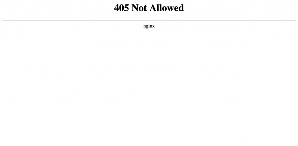 The 405 Not Allowed error on a web browser.