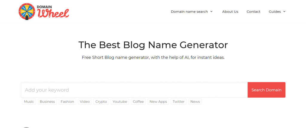 Domain Wheel blog name generator