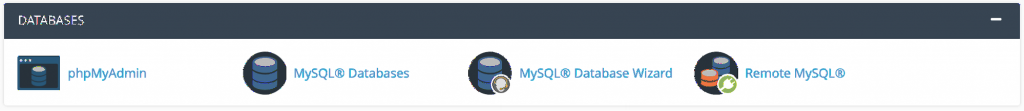 The Databases section on cPanel