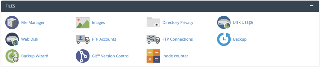 The cPanel's files section