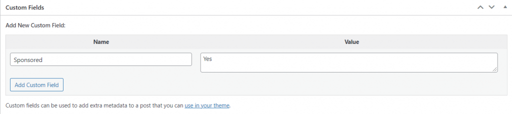 Adding custom field data using key/value pairs