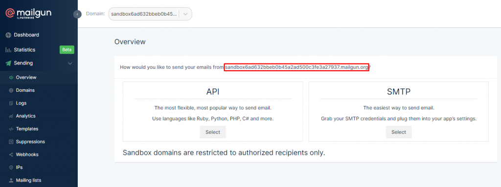 Checking the full domain under under the Overview section