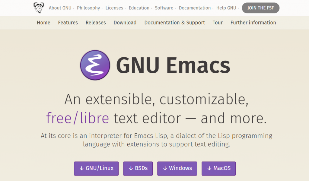 GNU Emacs code editor