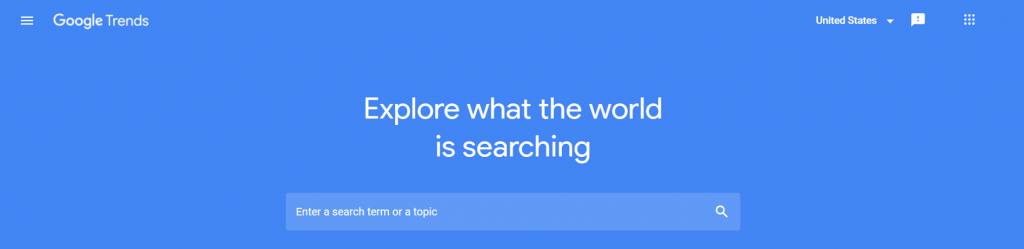 The homepage of Google Trends - Explore what the world is searching.
