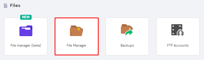 Opening File Manager on hPanel.