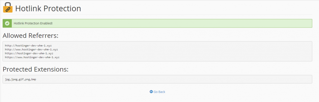 The Allowed Referrers and Protected Extensions fields on cPanel's Hotlink Protection