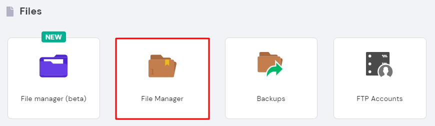 File Manager on hPanel