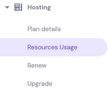 hPanel's resource usage feature
