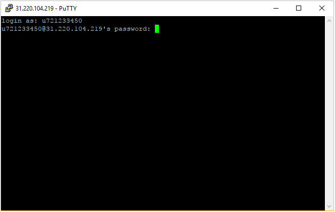 Screenshot of PuTTY SSH client.