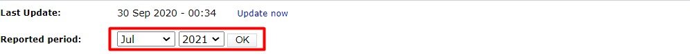 The Reported period drop-down menu in Awstats on cPanel