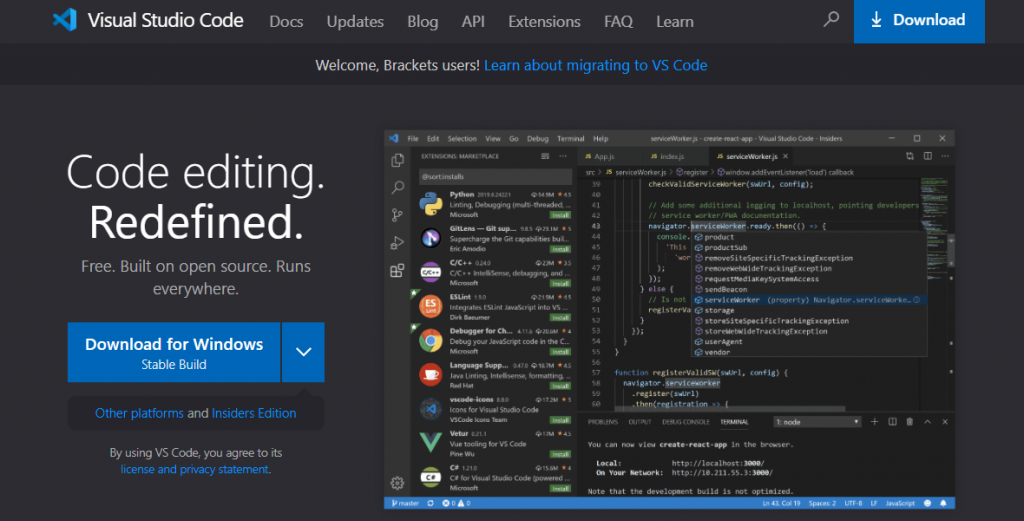 Visual Studio Code editor