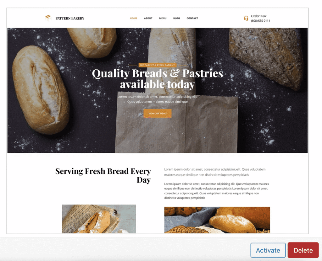 Theme details preview in WordPress