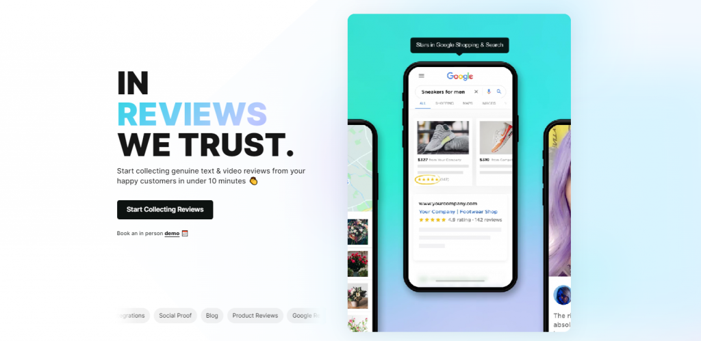 Reviews.io landing page banner.