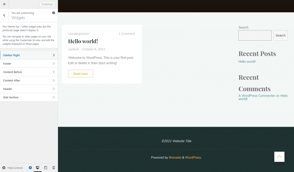 Different areas to customize WordPress widgets