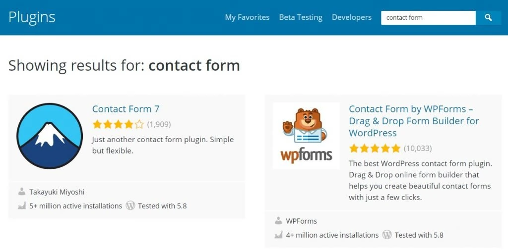 WordPress contact form plugins