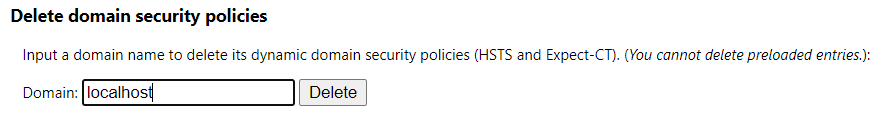 Deleting domain security policies in localhost.