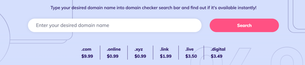 Screenshot of Hostinger's domain checker tool