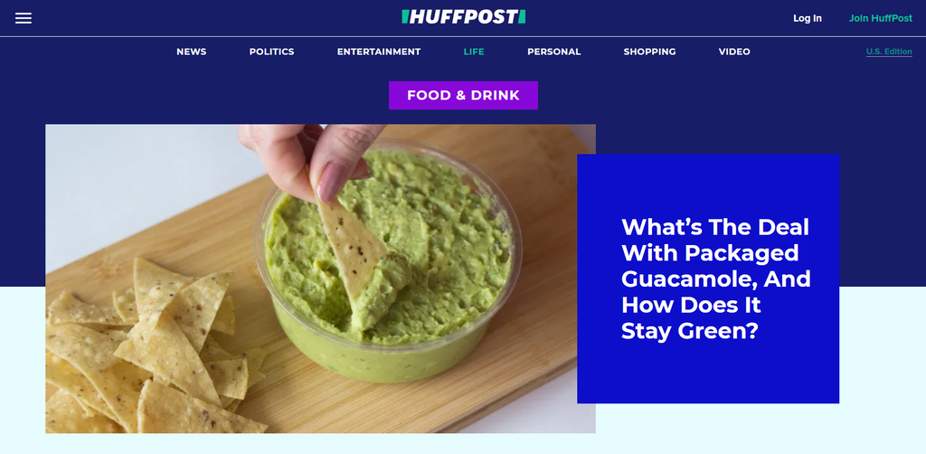 HuffPost Food and Drink's Landing Page.