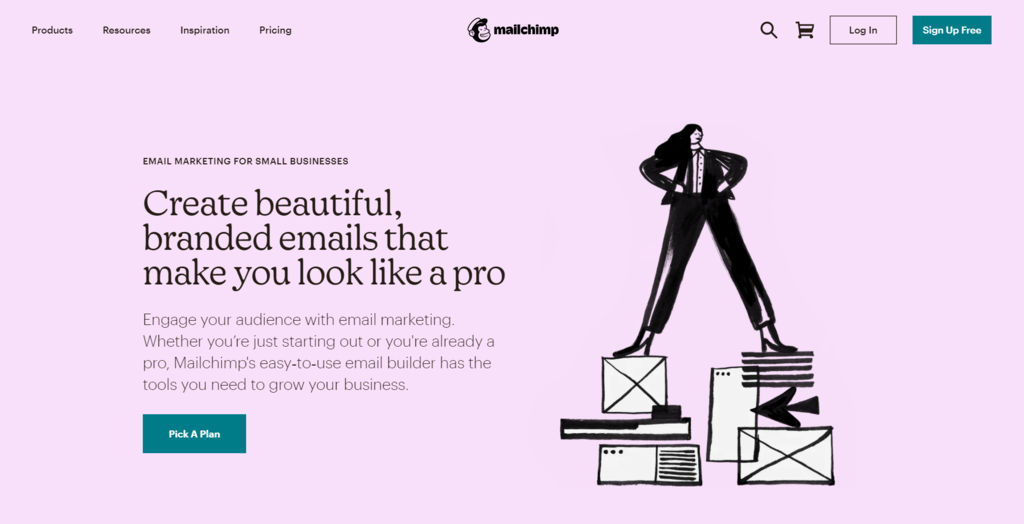 The front page of Mailchimp's website.