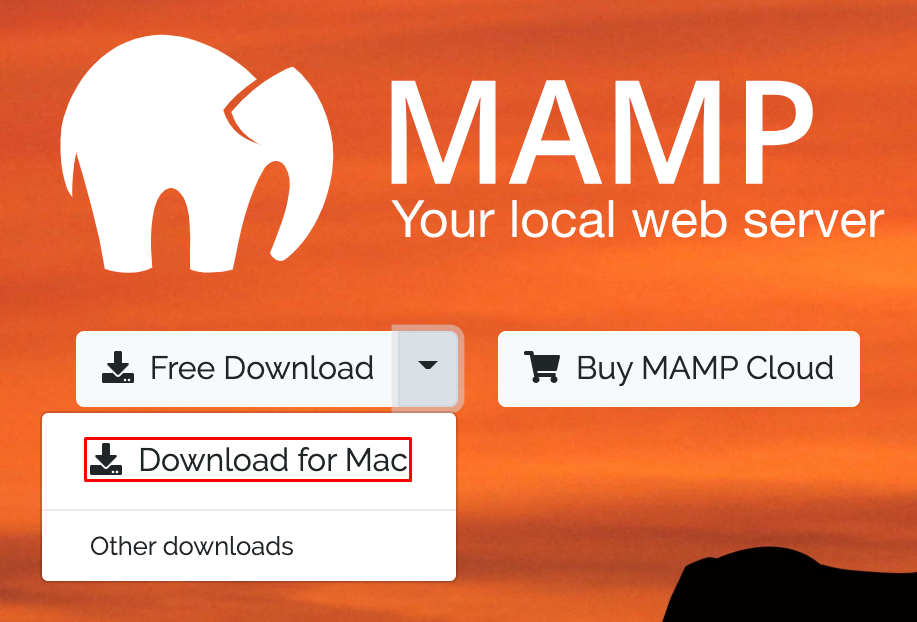 Screenshot of MAMP download button.