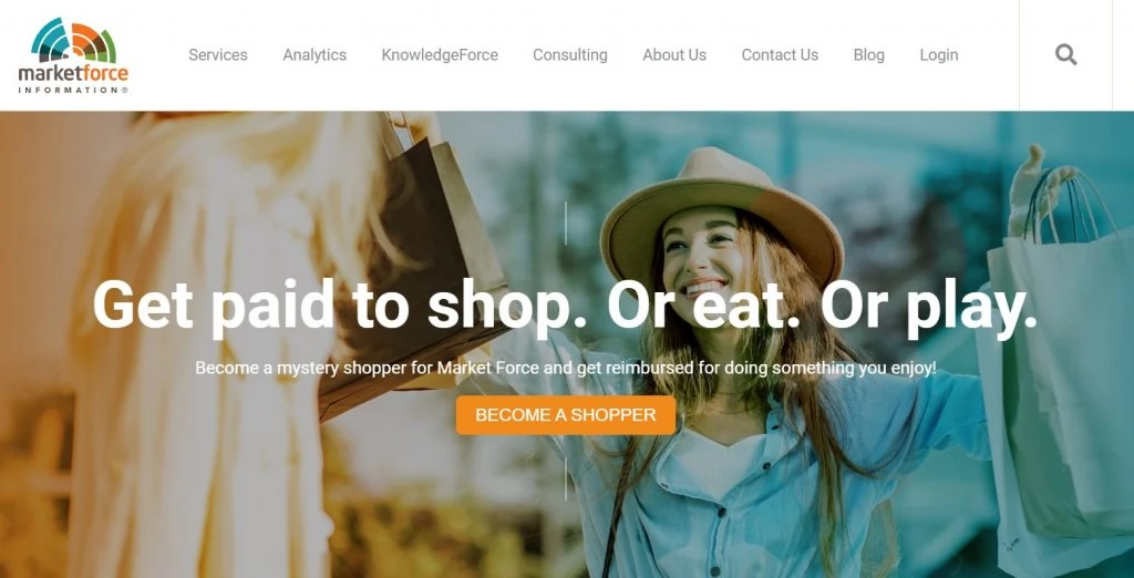 The homepage of Market Force