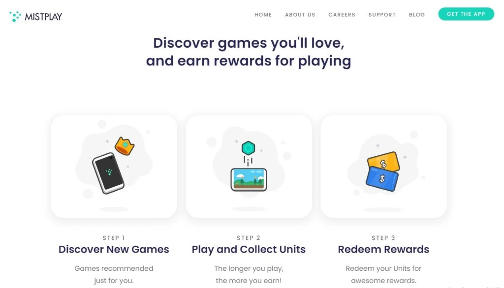The homepage of Mistplay