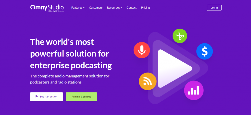 The homepage of OmnyStudio, a podcast host with customizable plans