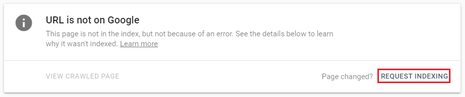 Google Search Console request indexing