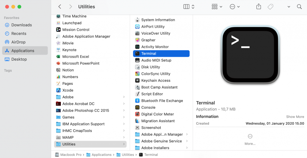Terminal app on Mac