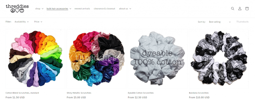 Threddies's hair scrunchies product page
