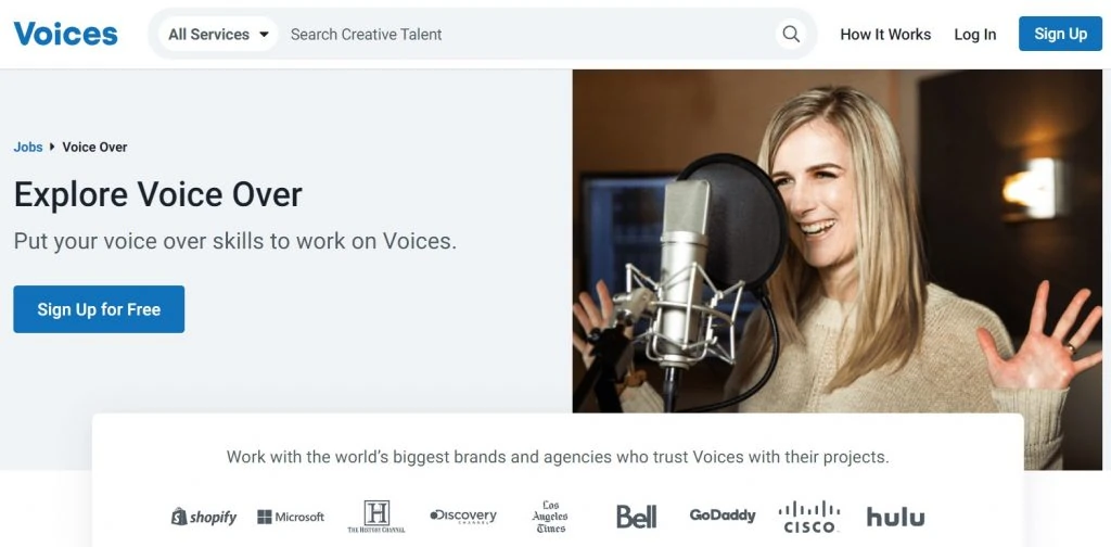 The Voice Over page on the Voices website.