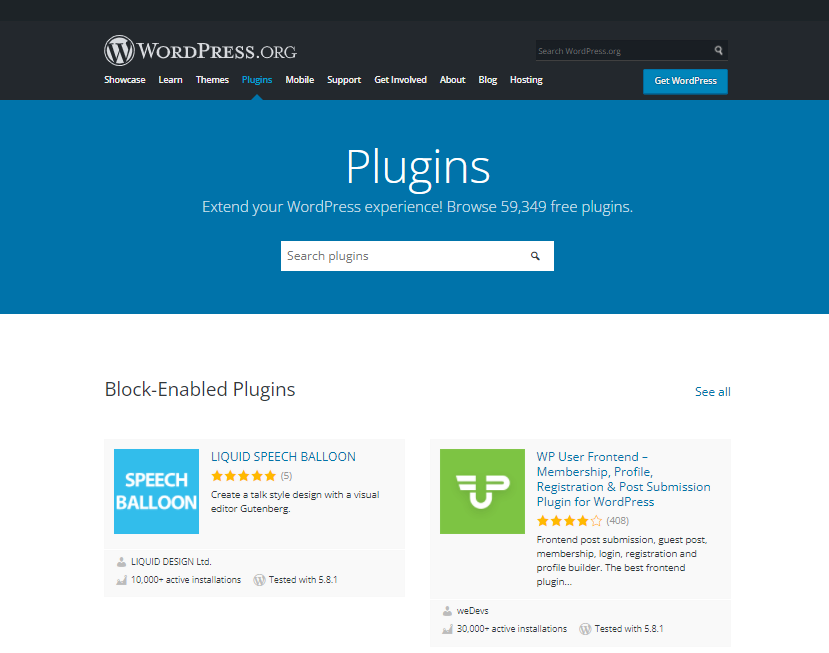 The official WordPress plugin directory