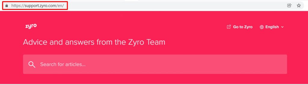 Subdomain example: support.zyro.com