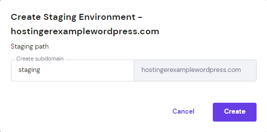 Create staging environment with Hostinger