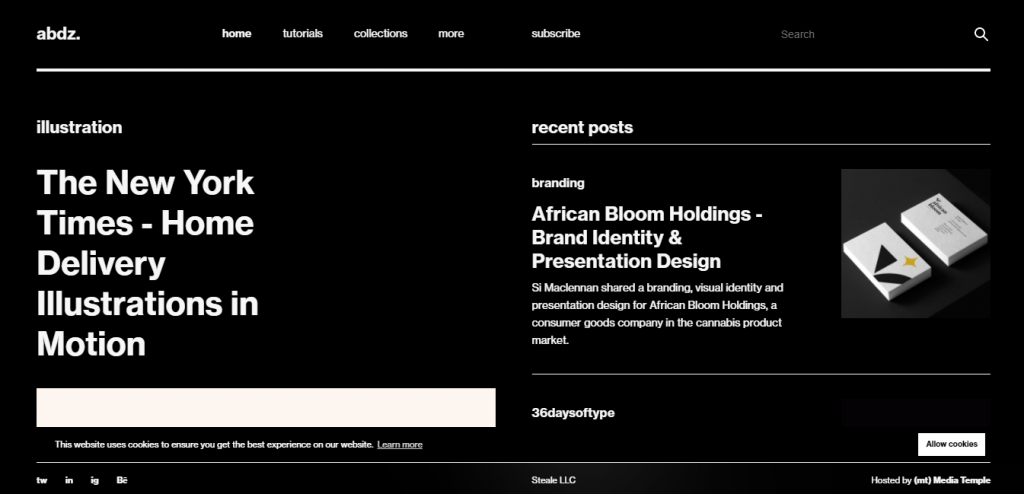 The Abduzeedo website homepage.
