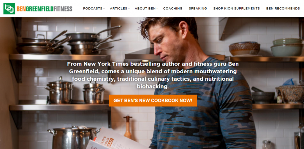 The Ben Greenfield Fitness website homepage.