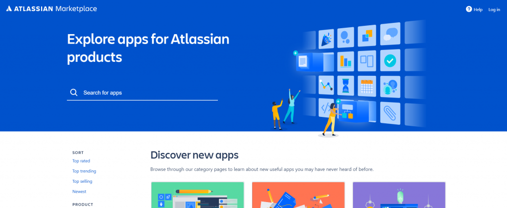 Atlassian Marketplace's homepage