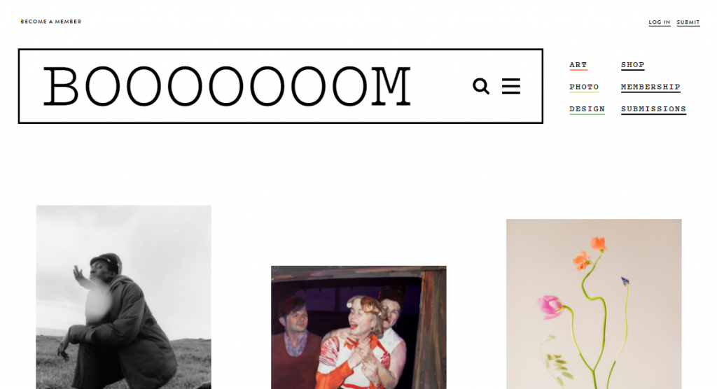 The Booooooom website homepage.