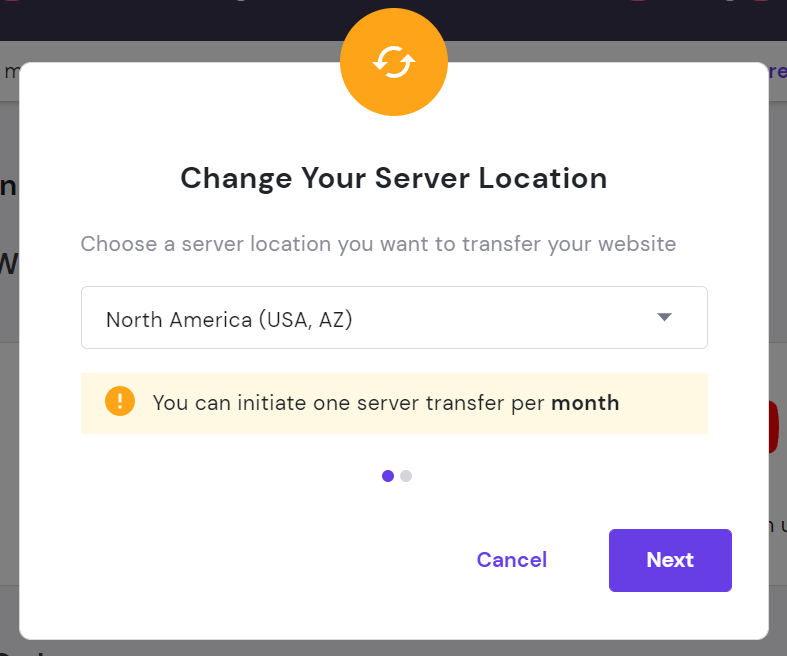 Changing the server location on hPanel