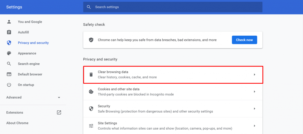Clear browser's cache on Chrome